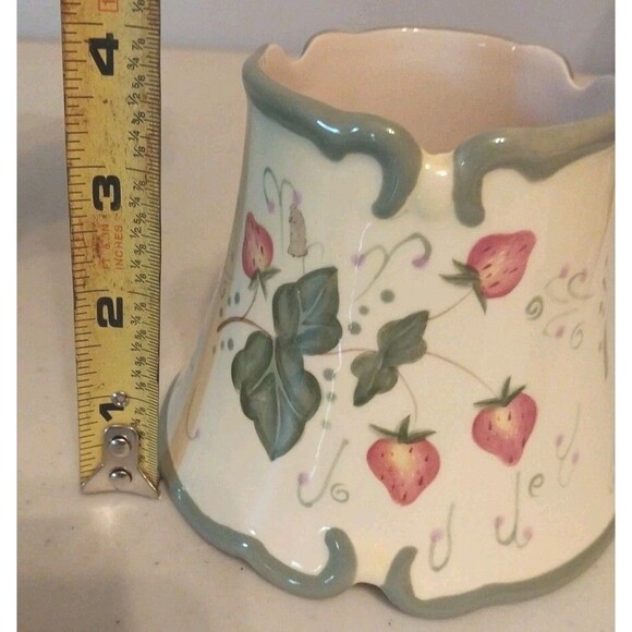 PartyLite Strawberry Candle Plate & Shade Topper Ceramic Colorful  P8098 Retired - Picture 5 of 11